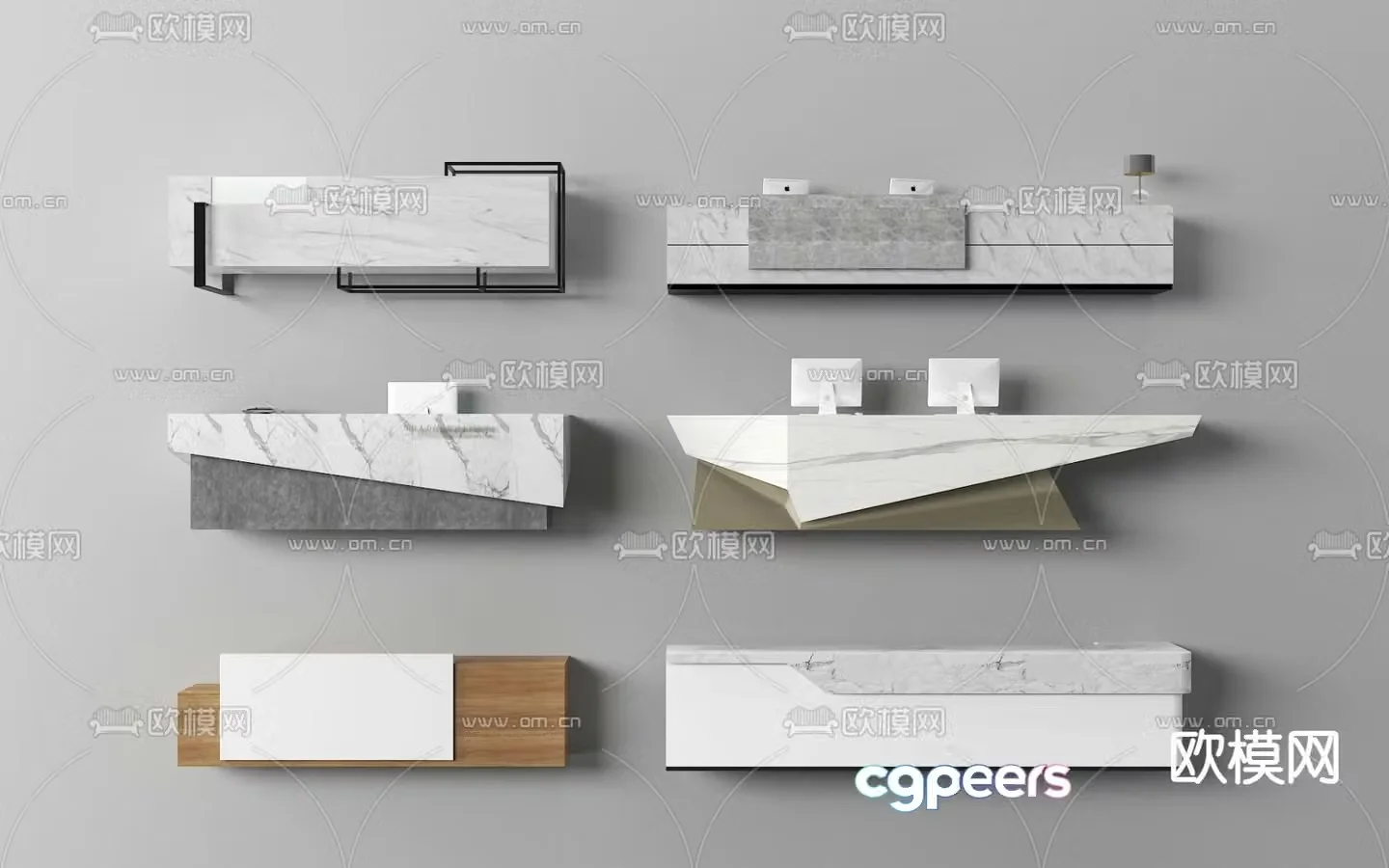 Front desk reception desk service desk 3d model