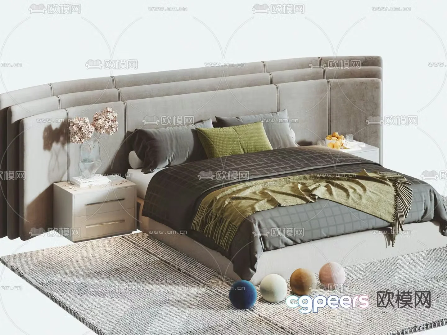 Modern double bed 3d model