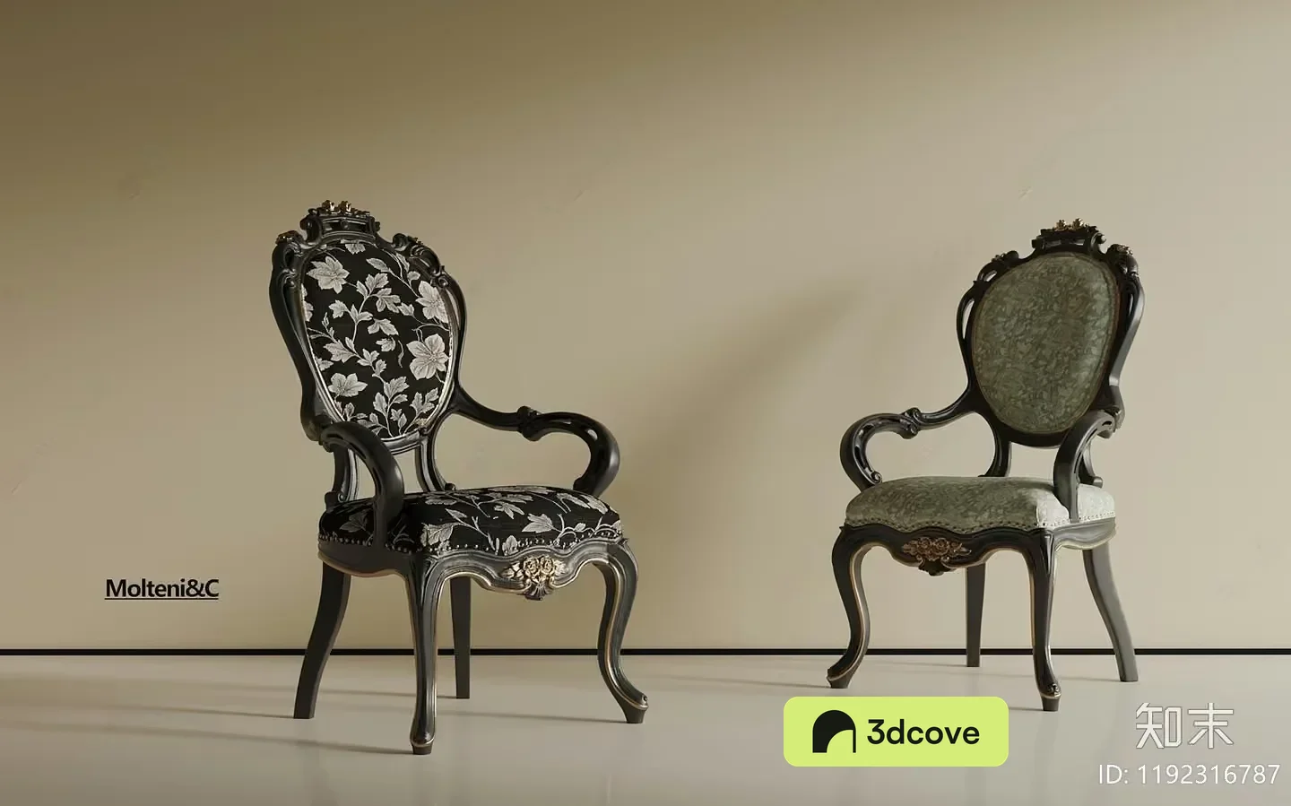 Wooden Armchairs With Floral Patterns