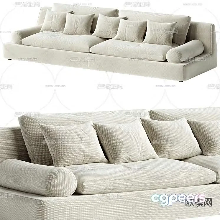 Tender Sectional fabric multi-person sofa 3d model