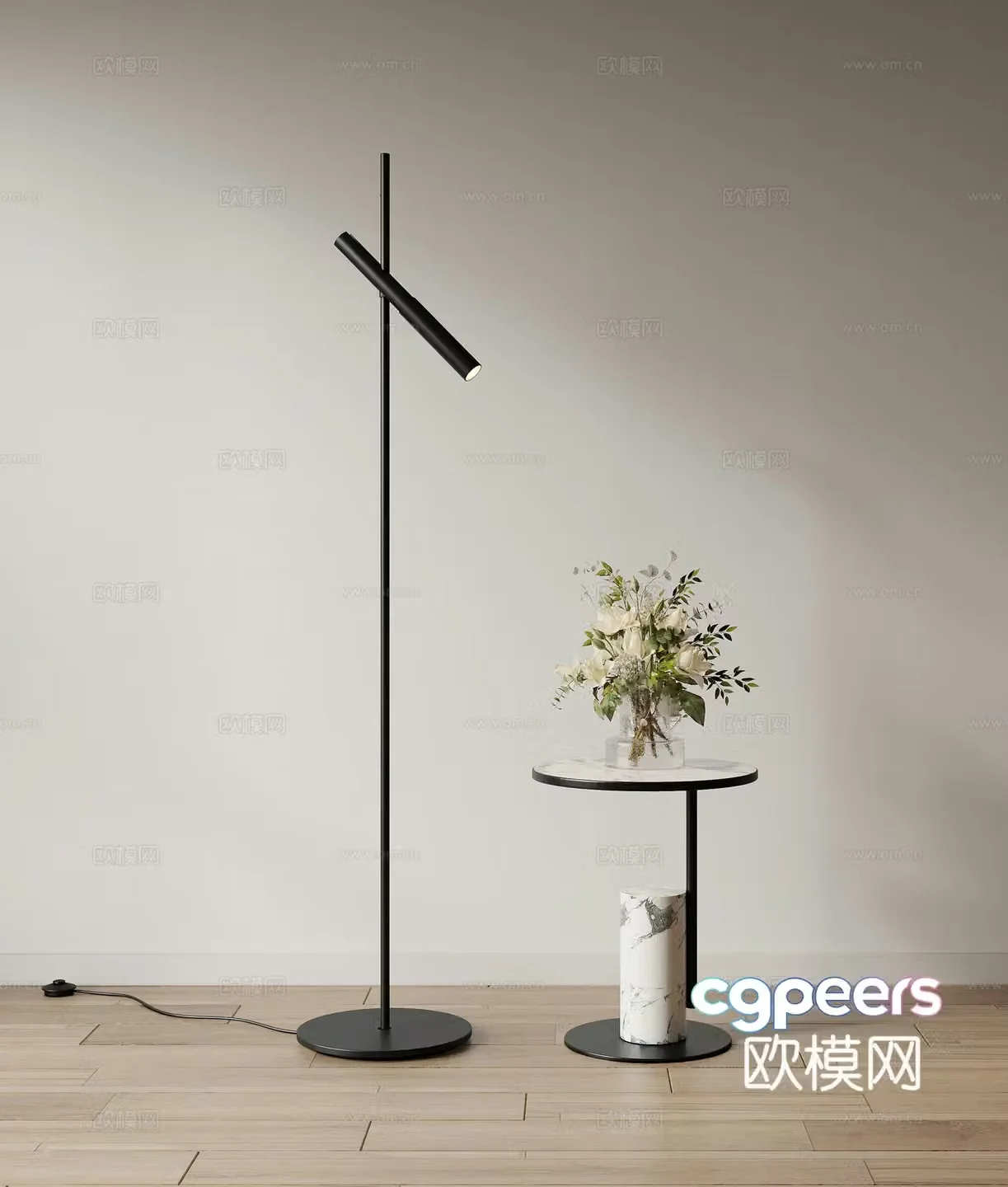 3D model of floor lamp side