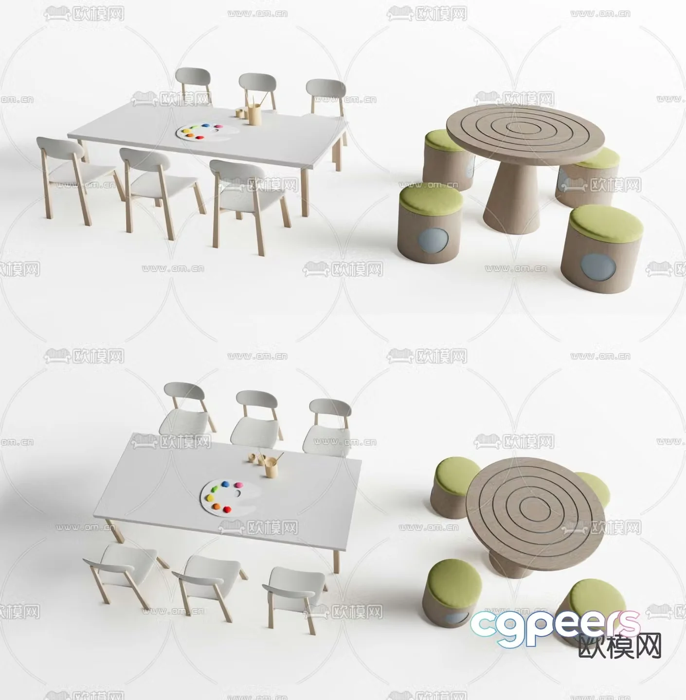 Children’s tables and chairs activity tables and chairs 3d model