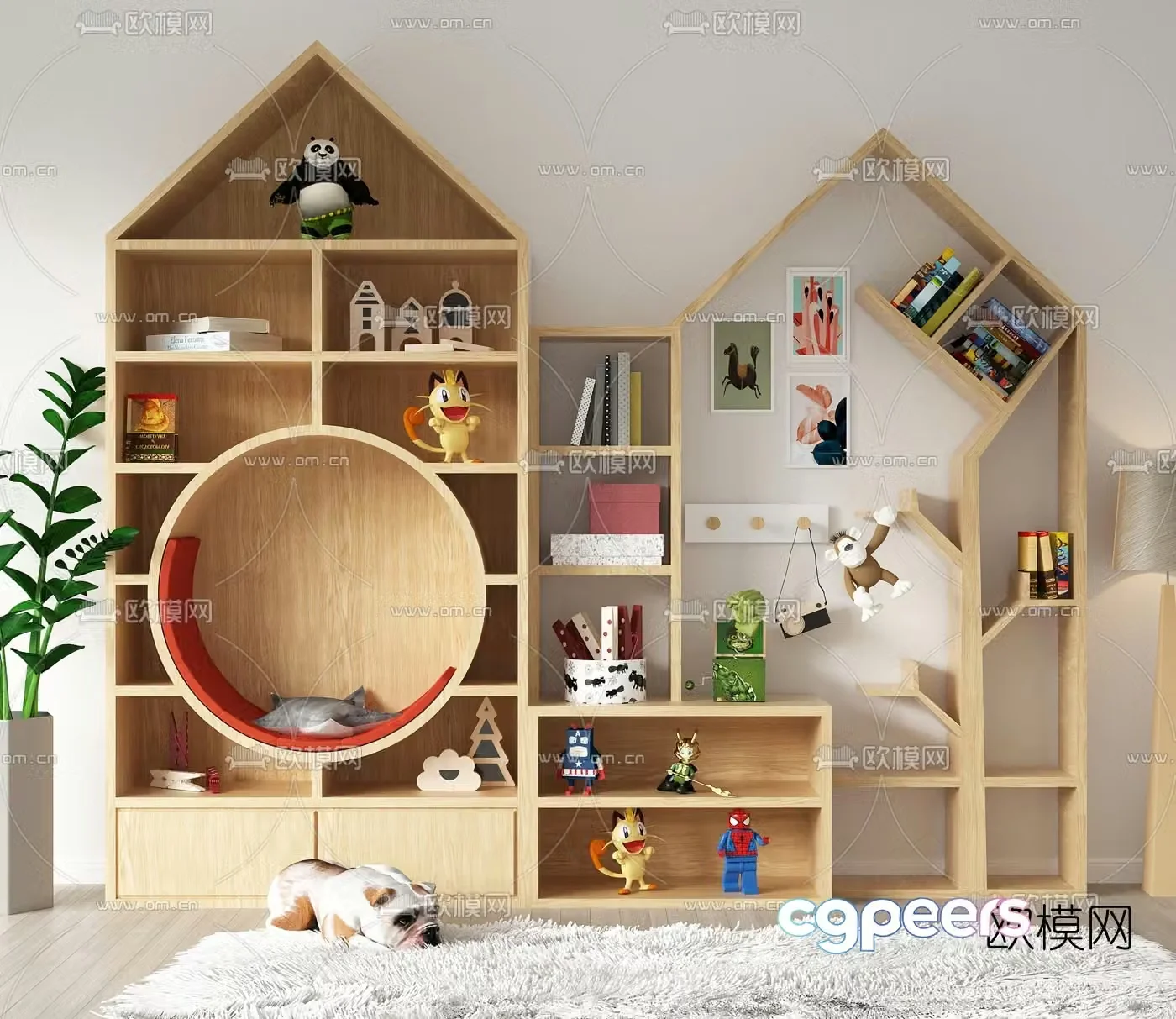 Nordic children’s bookcase 3d model