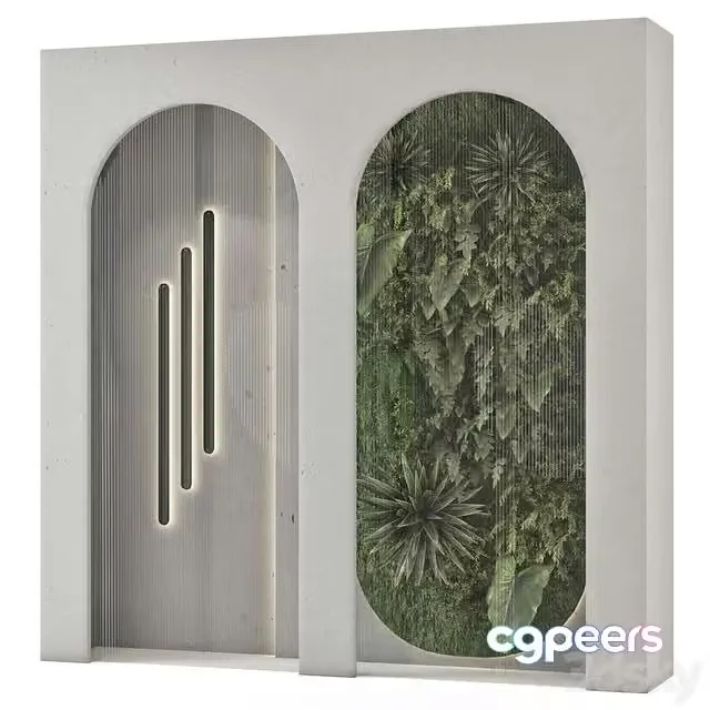 3ds Max Free – Wall Vertical Garden Behind the Glass 2687