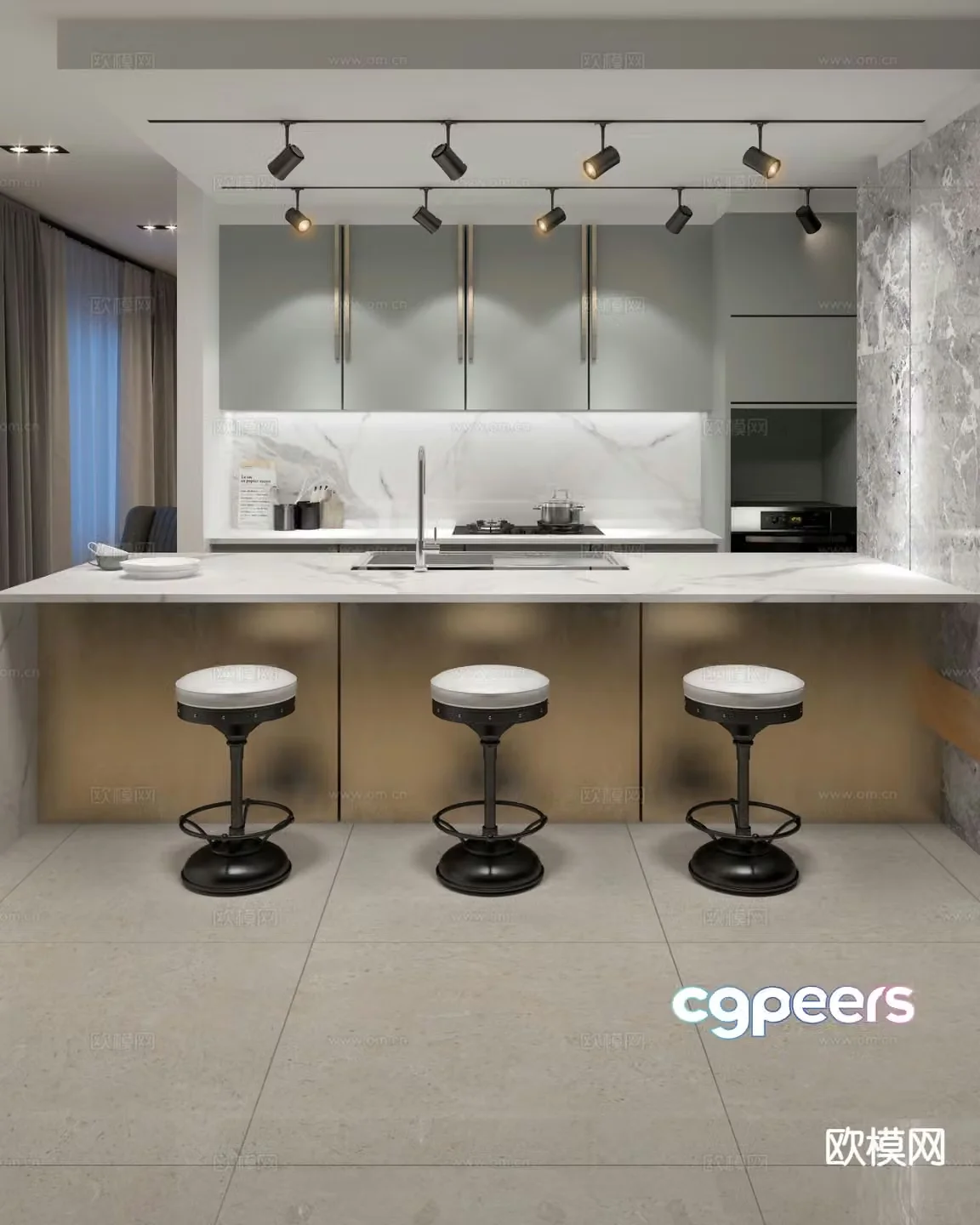Modern kitchen cabinets 3d model