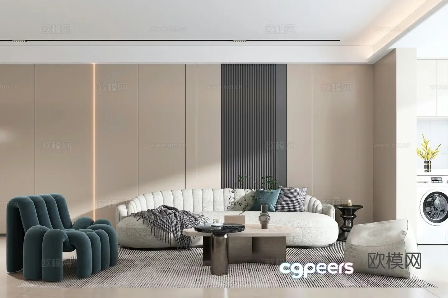 Modern living room curved sofa special-shaped sofa 3d model