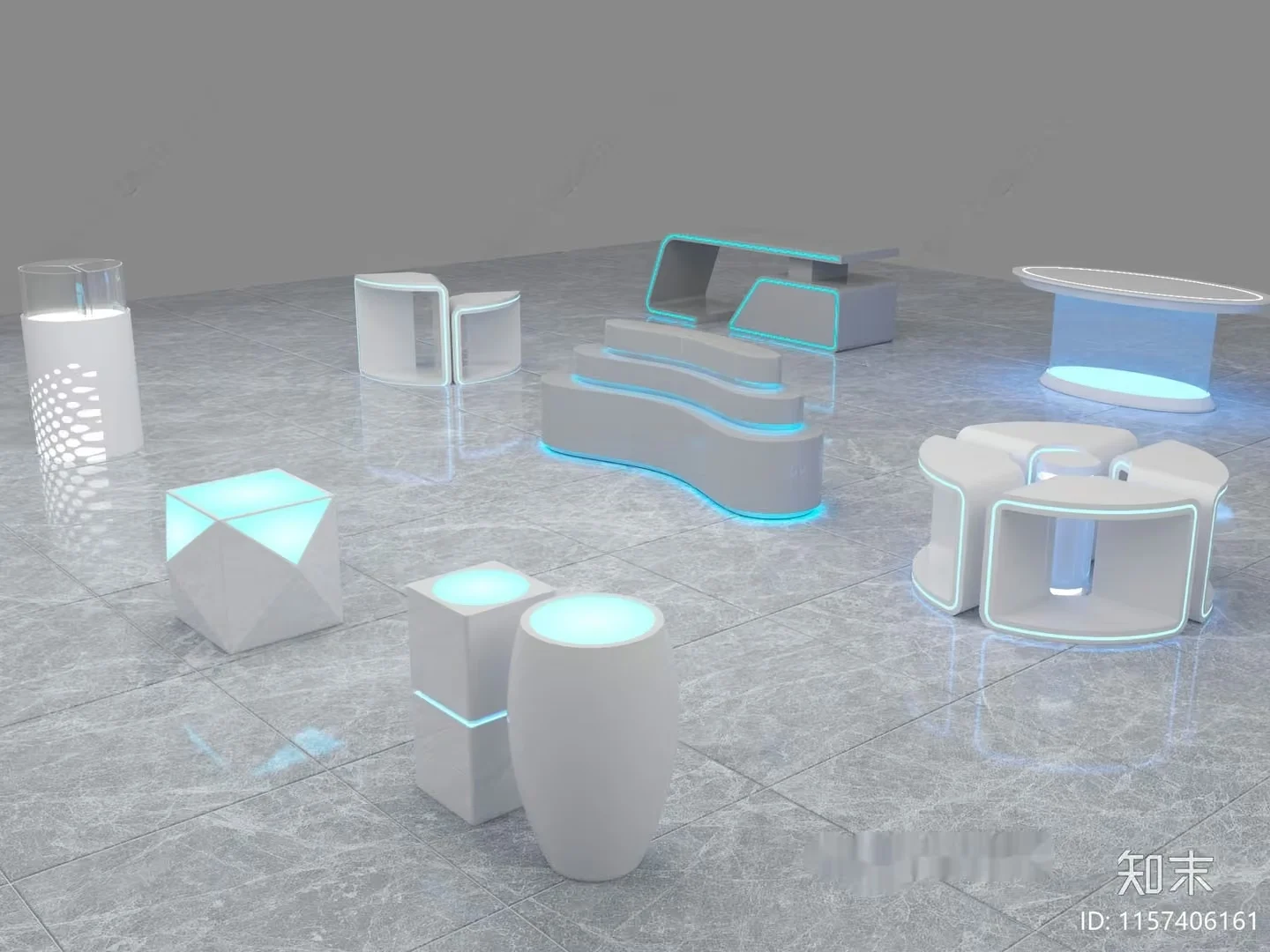 Modern White Furniture 3D Model – 1026 – VRAY Render