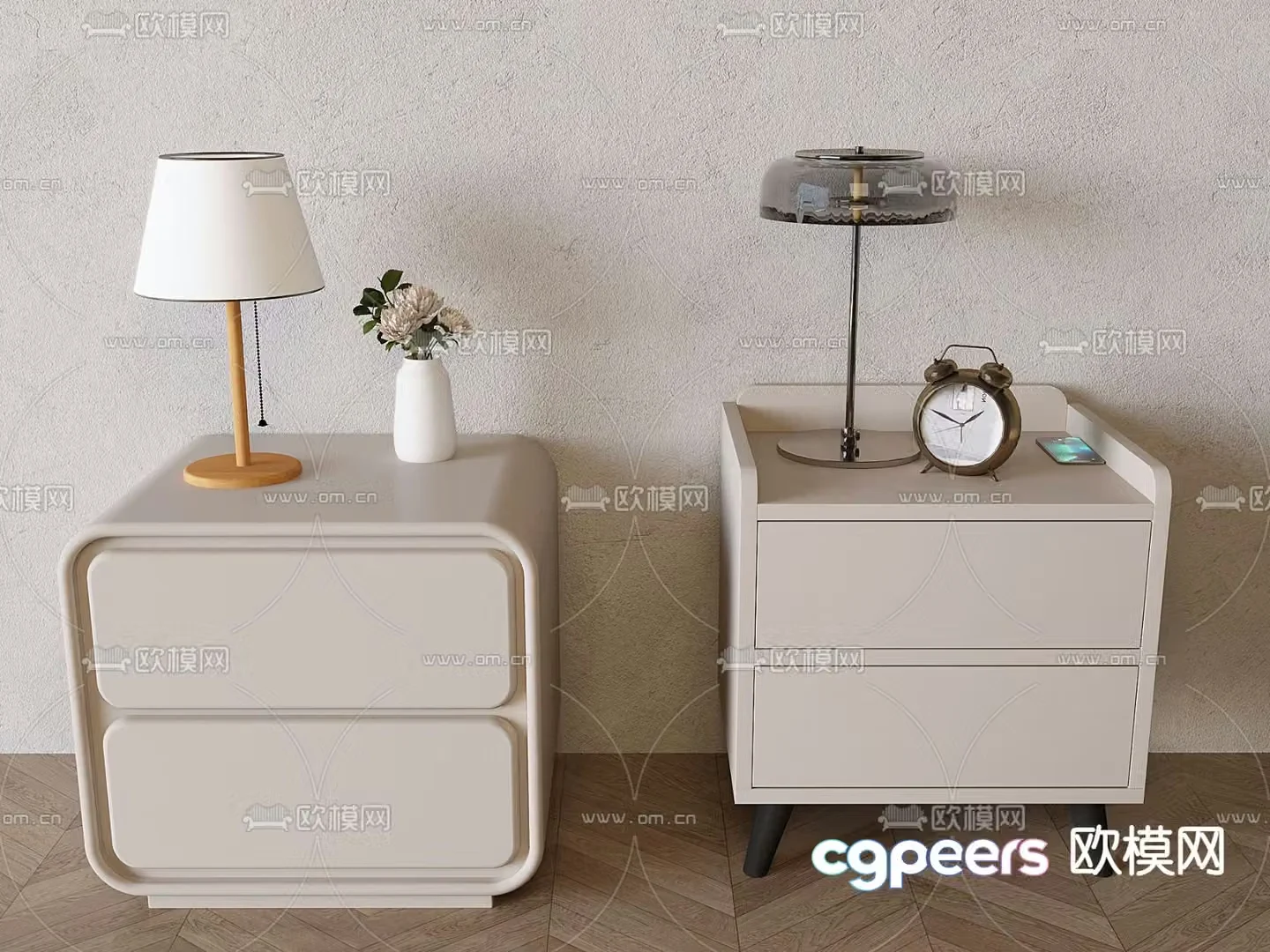 Cream style bedside table 3d model