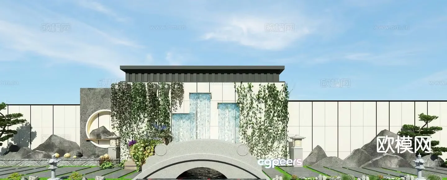 Modern courtyard landscape 3d model