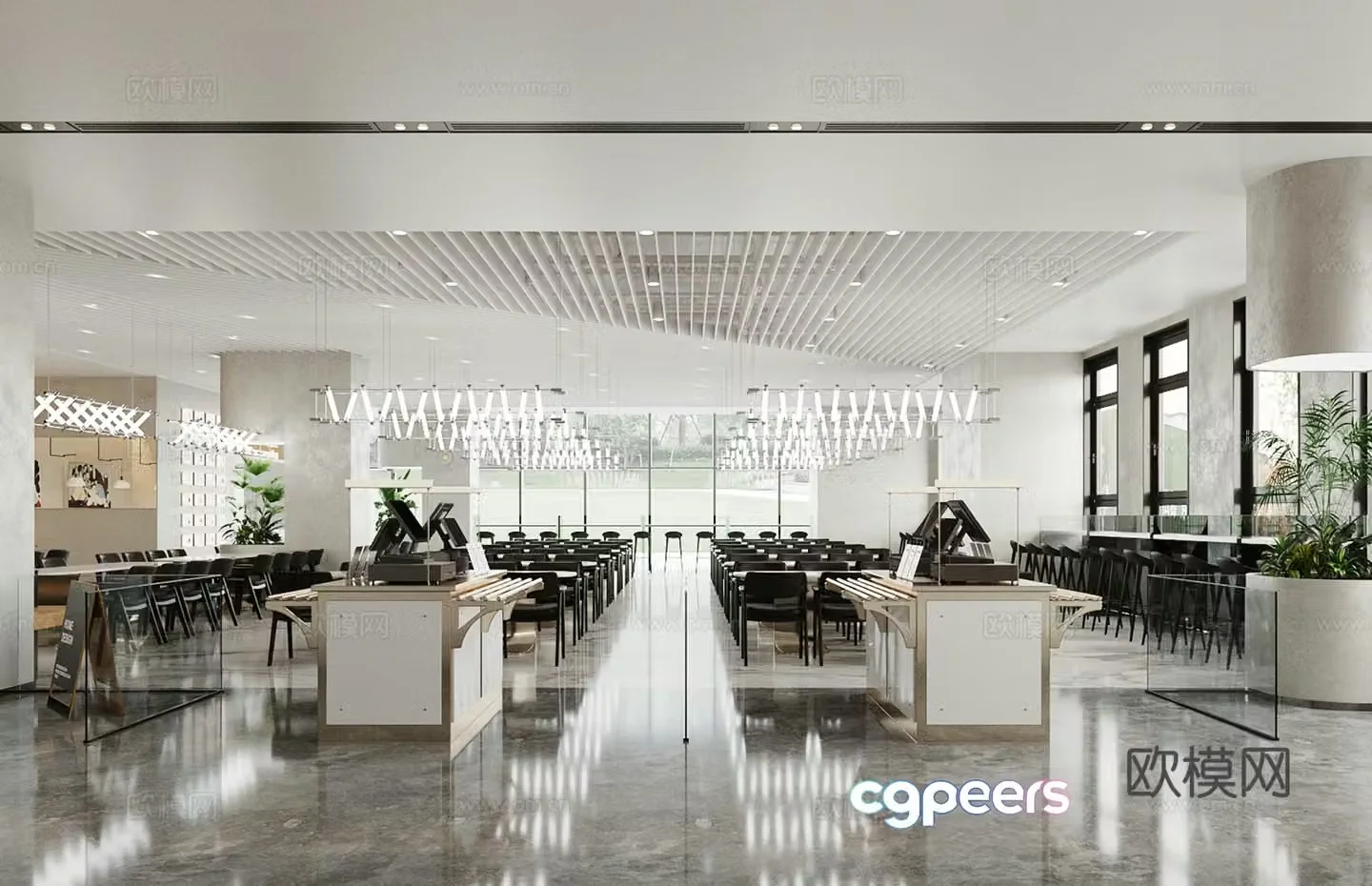 Modern company canteen canteen 3d model