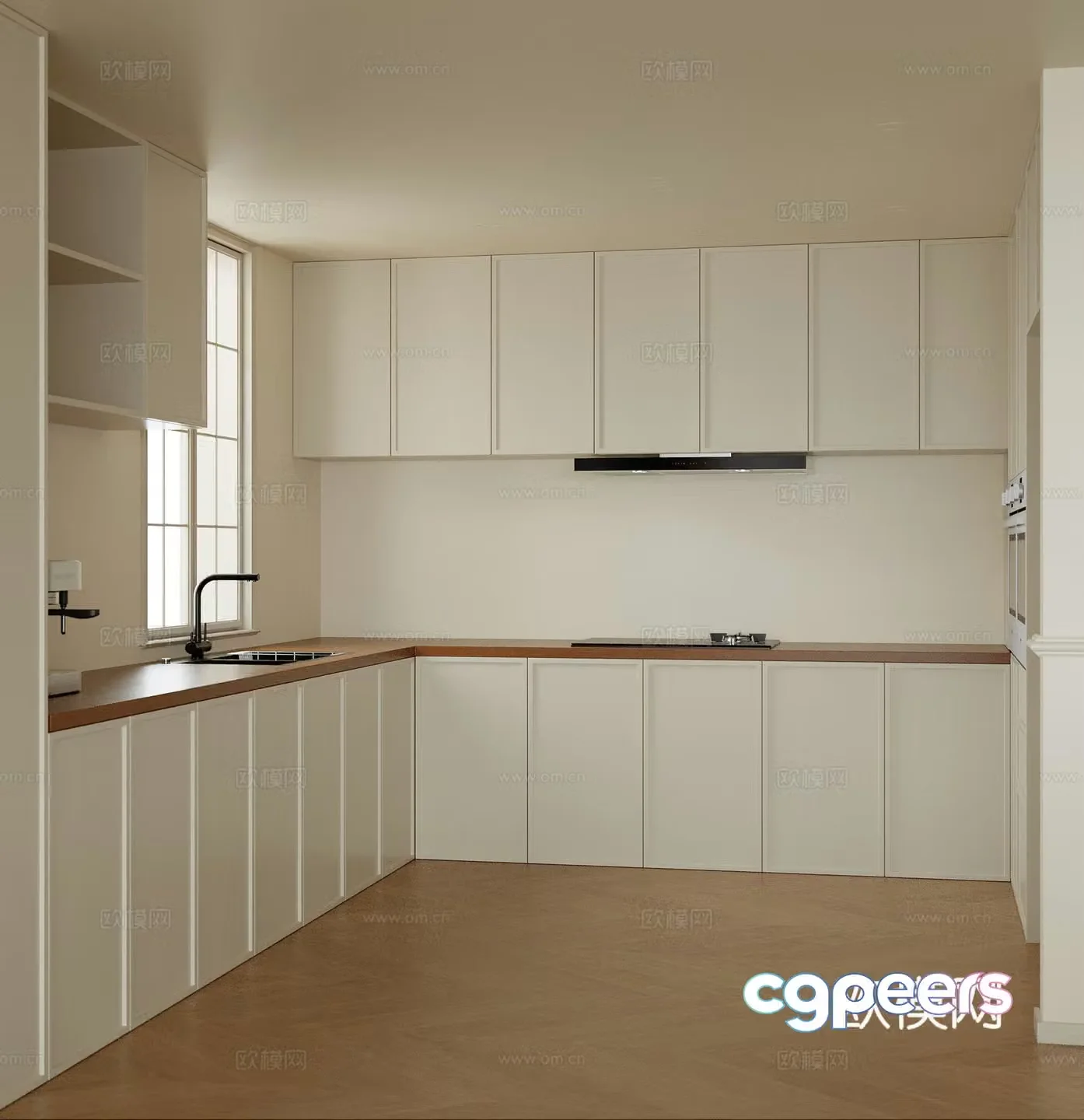 Cream style kitchen 3d model