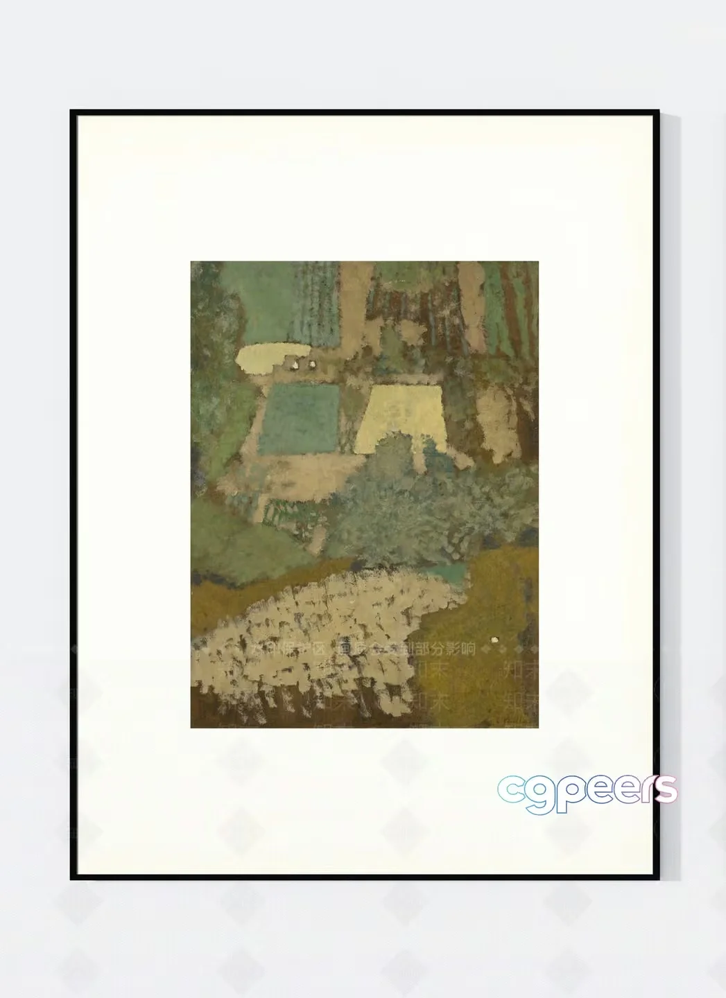 A Framed Painting Of A Field With Sheep 3D Model – 9473 – VRAY Render