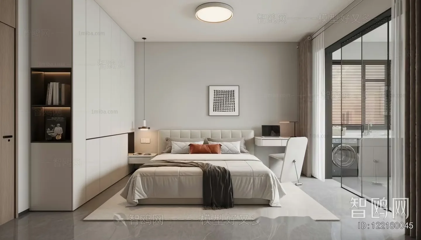Modern White Bedroom 3D Model – 18519 – VRAY Render