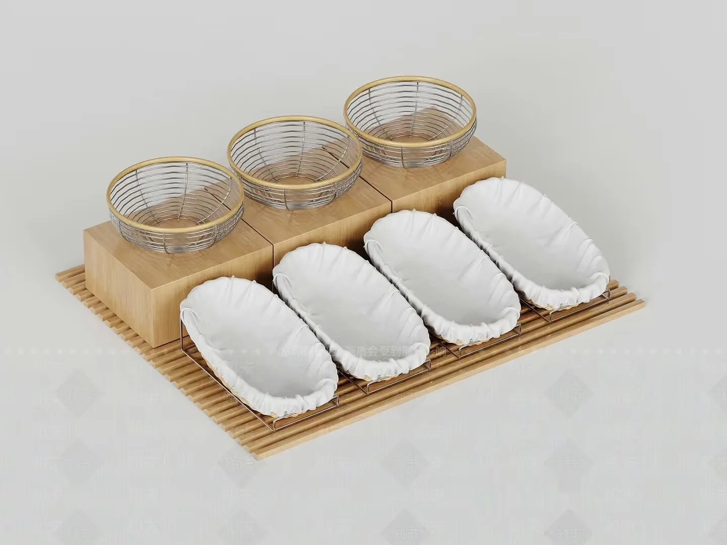 A Set Of Bamboo Baskets 3D Model – 7515 – VRAY Render