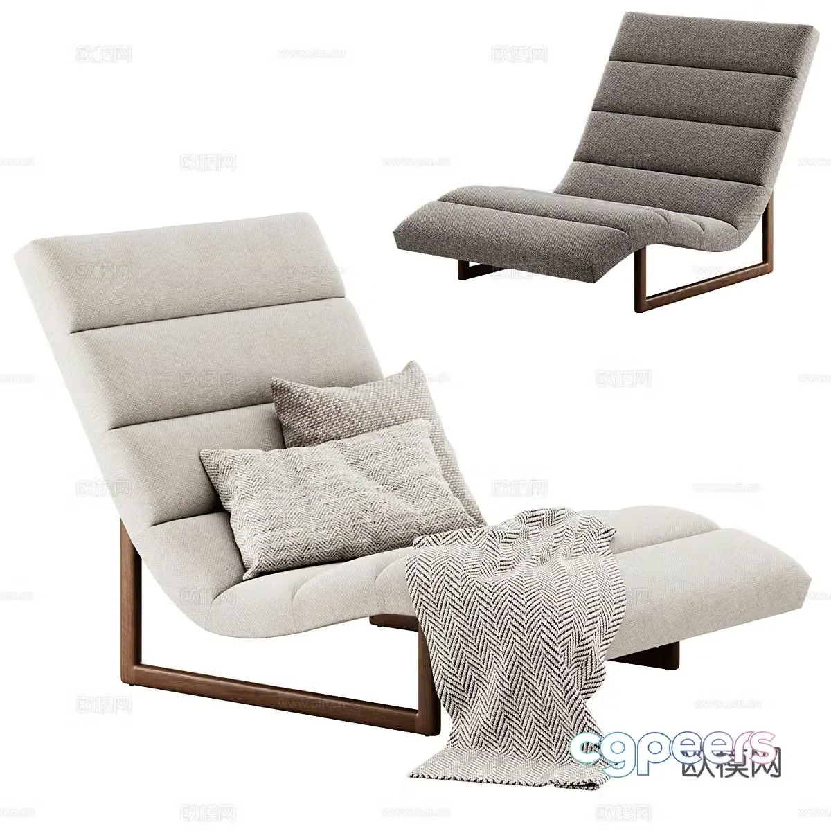 New Chinese style fabric lounge chair 3D model
