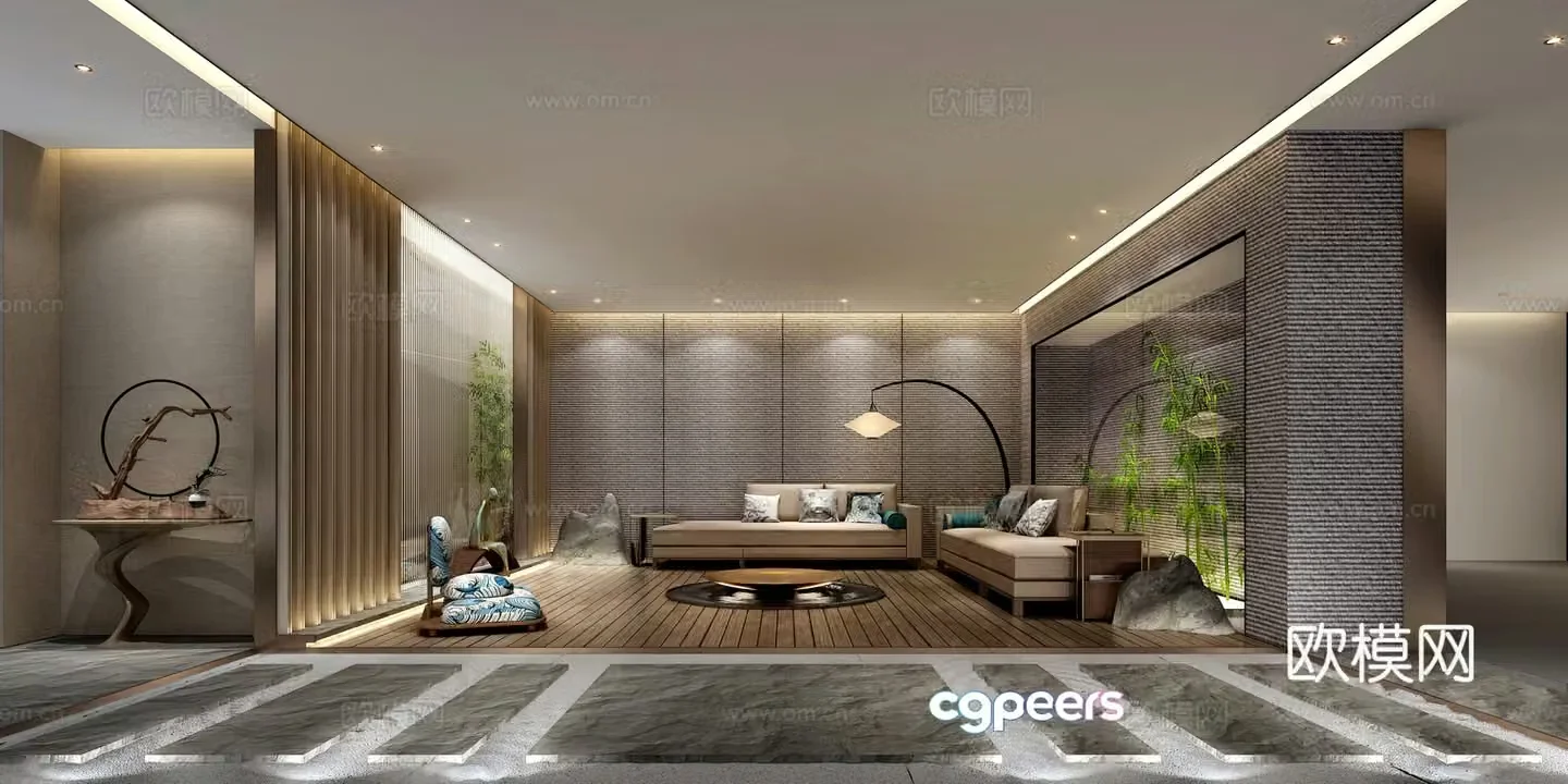 New Chinese style underground rest area 3D model