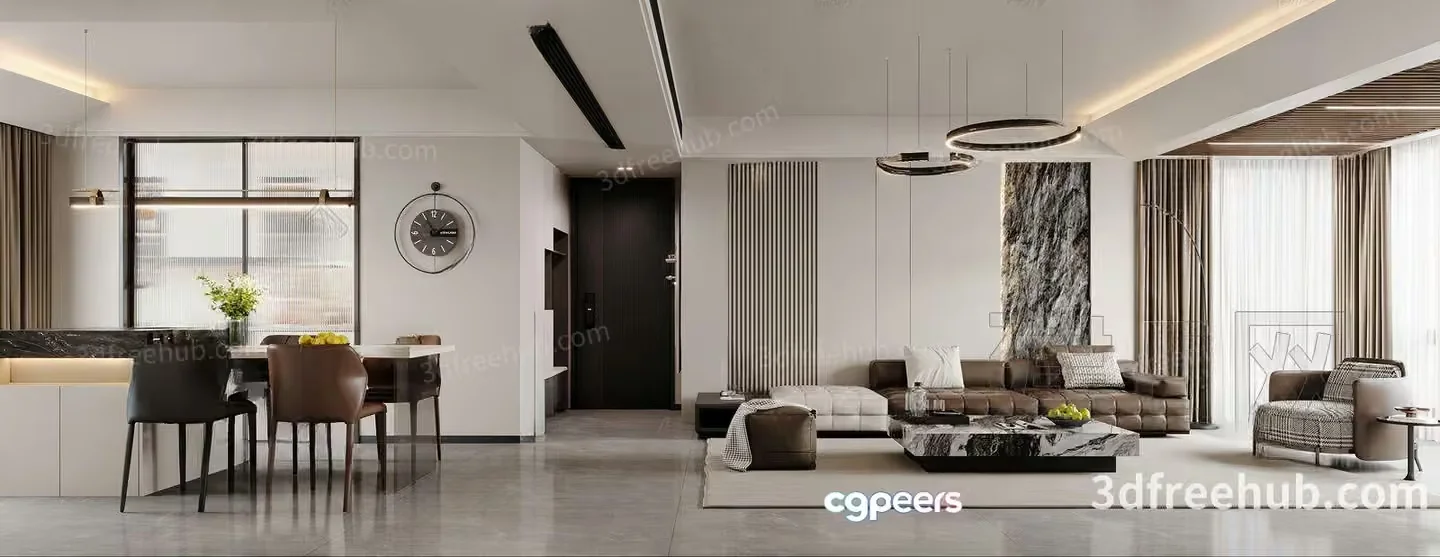 Modern Living Room 3D Model – 19882 – VRAY Render
