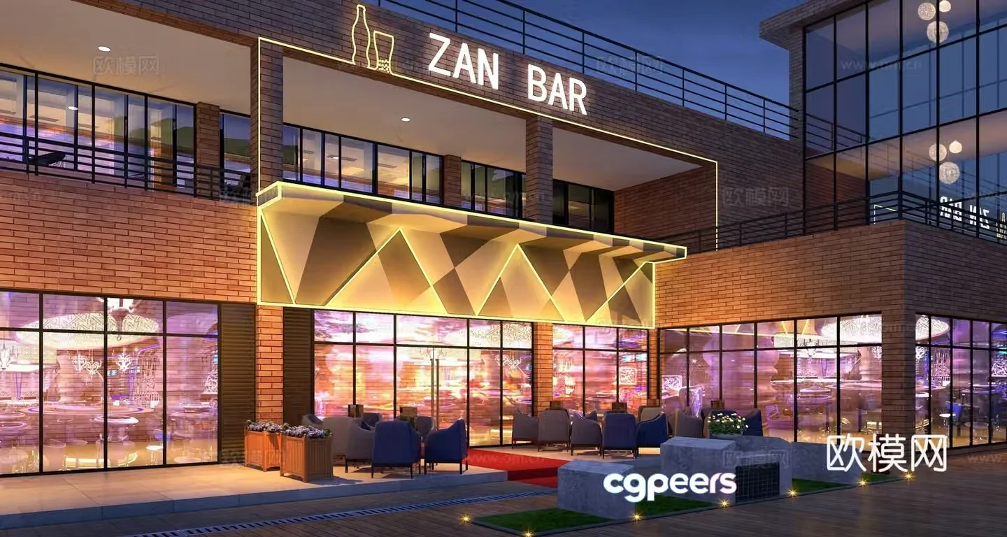 Bar front pub front 3d model