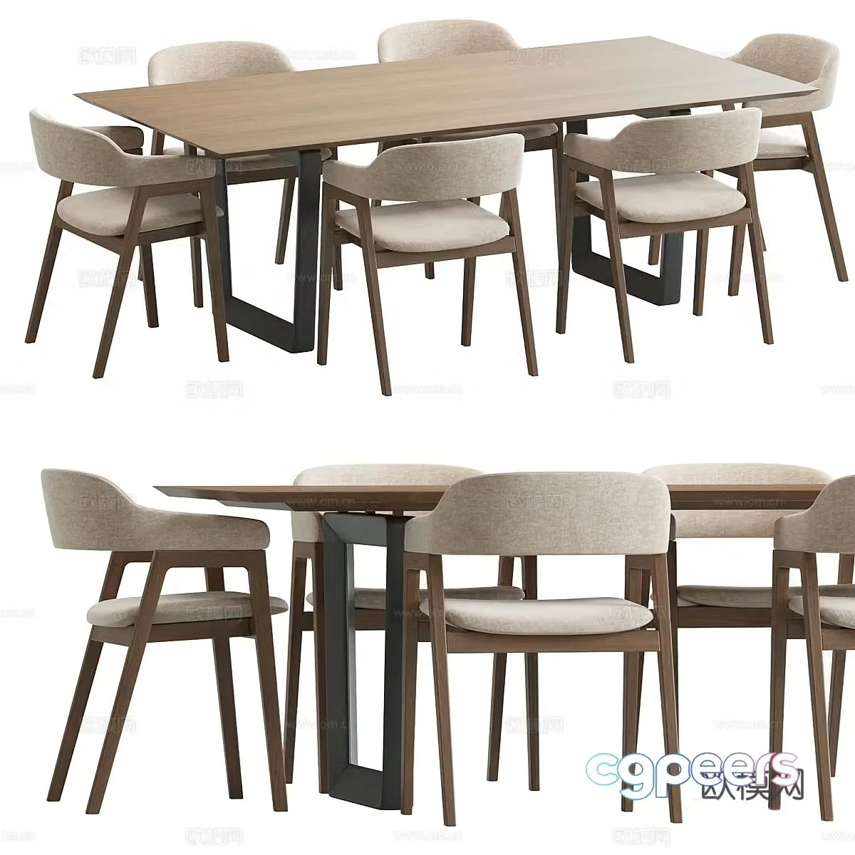 Modern new Chinese dining table and chair 3D model