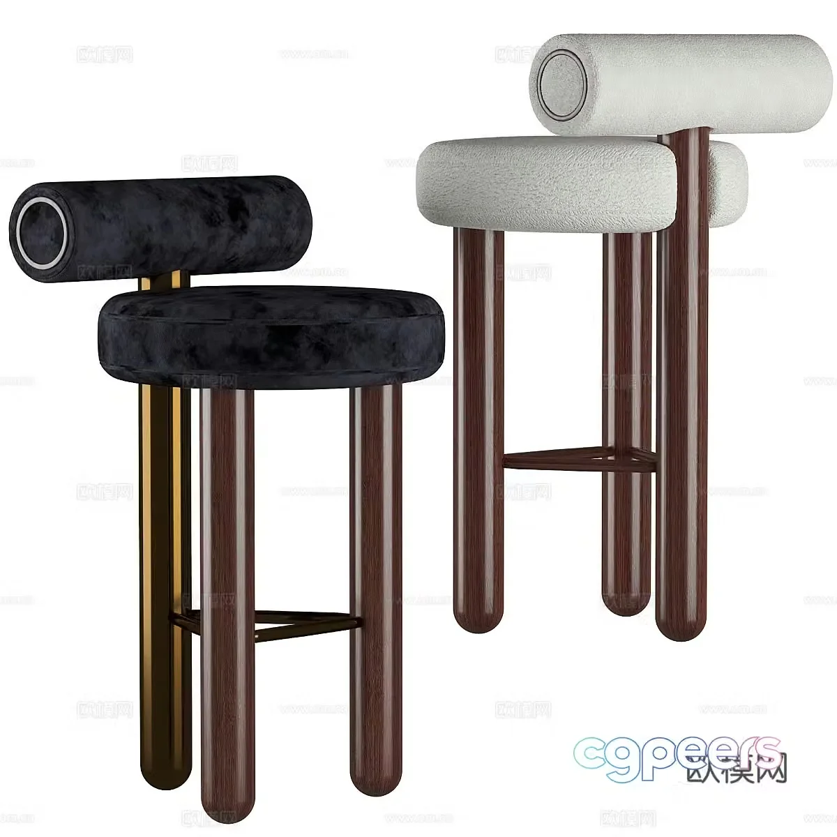 Modern Italian light luxury bar chair 3D model