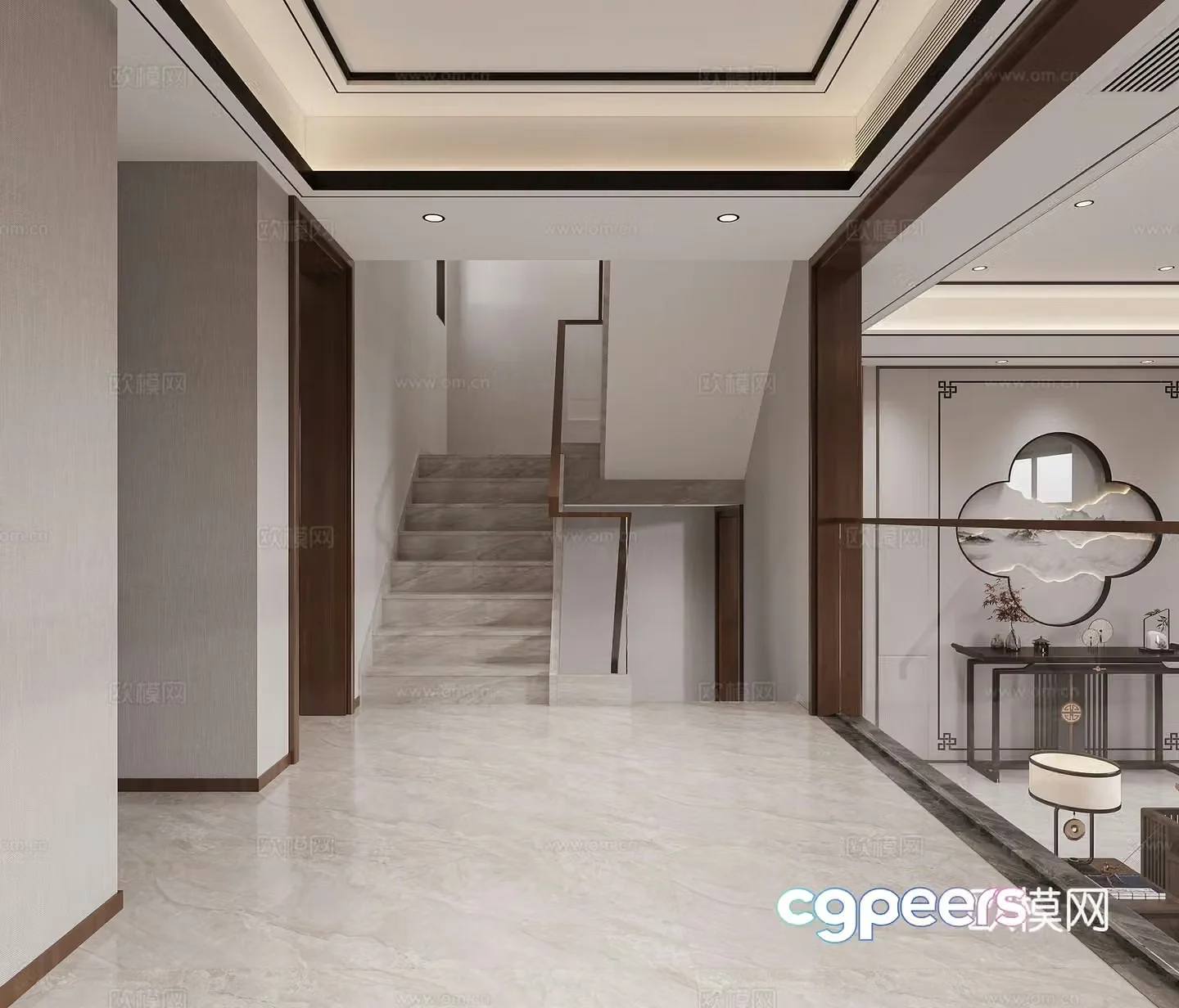 New Chinese stairwell Stairway Entrance Aisle 3D Model