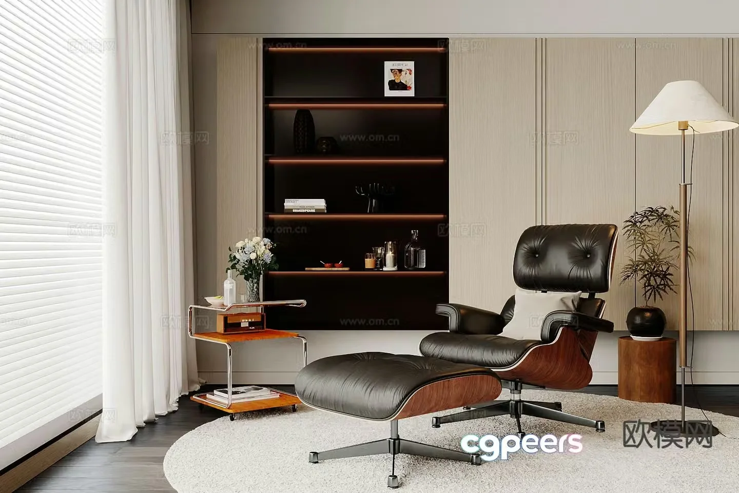 Modern lounge chair leather chair 3d model
