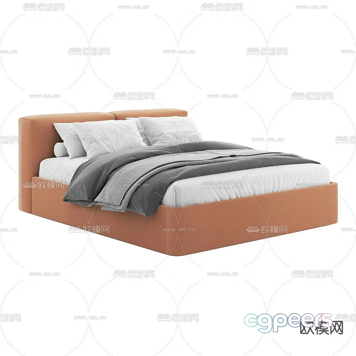 Modern double bed 3d model