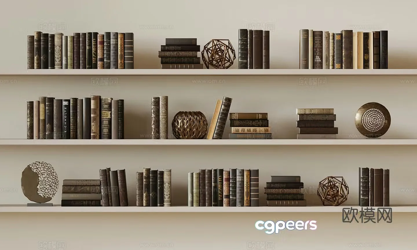 Book ornaments Modern books Ornaments combination 3d model