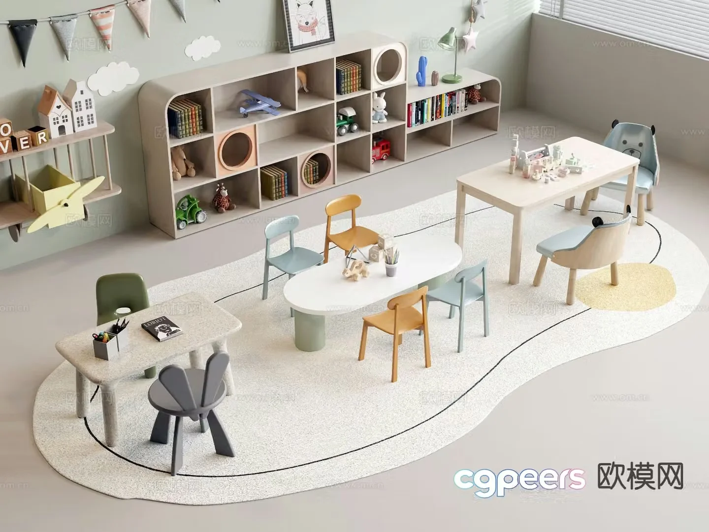 Children’s leisure tables and chairs toy tables and chairs 3D model