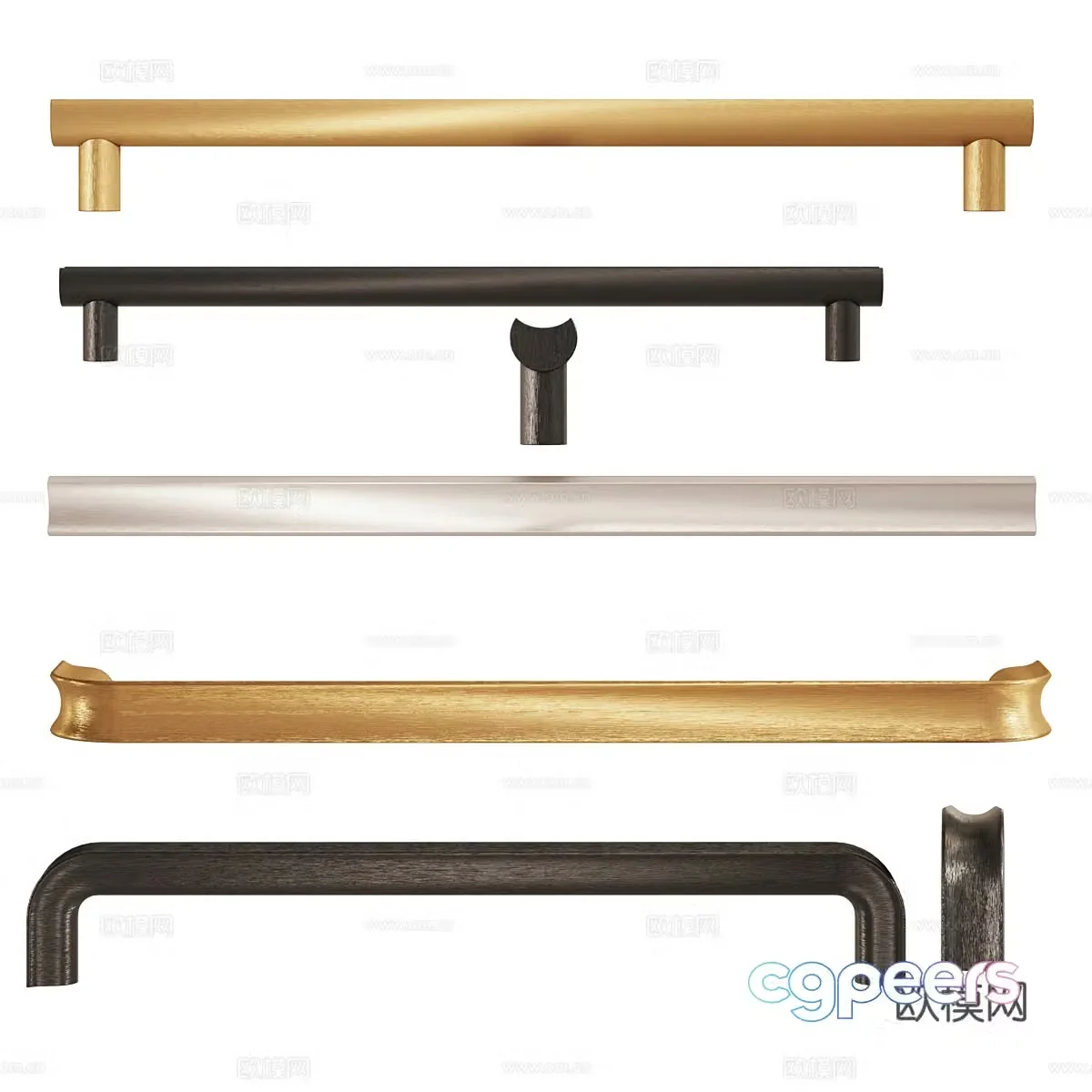 New Chinese style light luxury door handle 3D model
