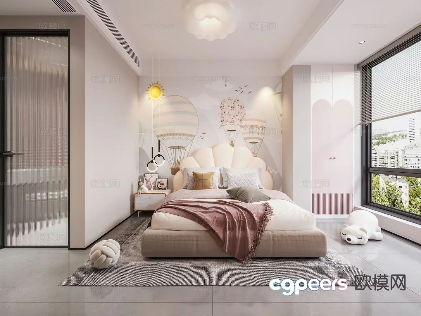 Modern children’s room girl’s room kid’s room 3d model