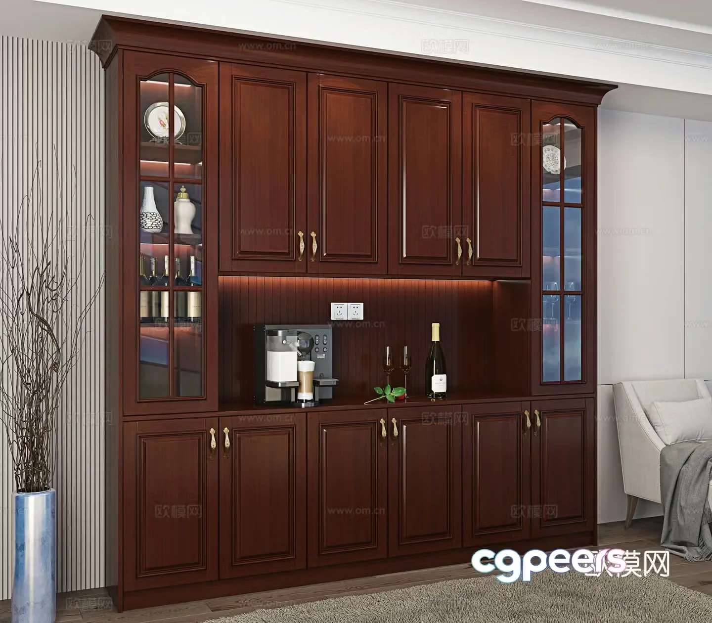 European wine cabinet sideboard 3d model