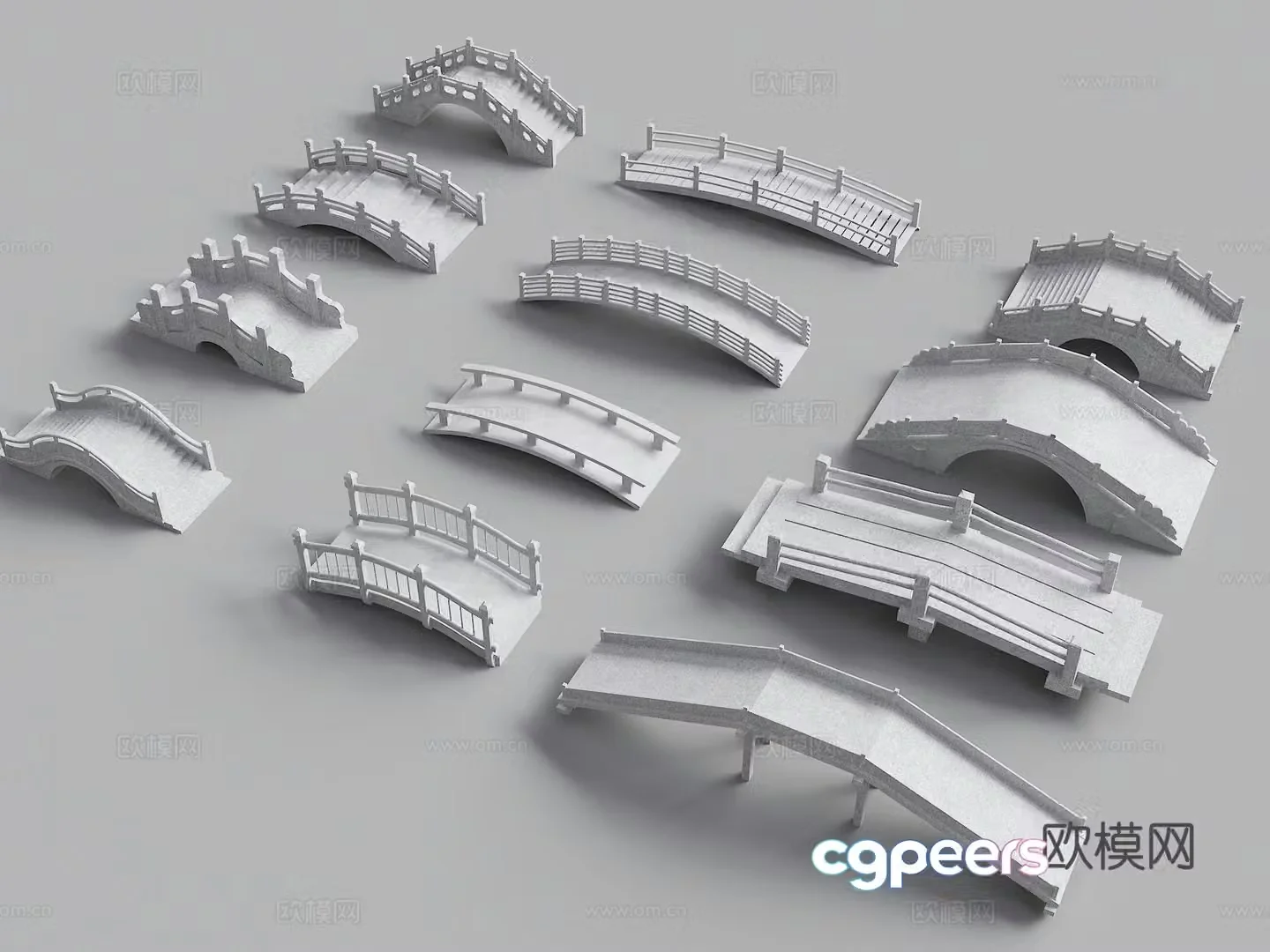 Chinese-style small bridge arch bridge small arch bridge landscape bridge railing bridge footbridge park landscape bridge 3D model