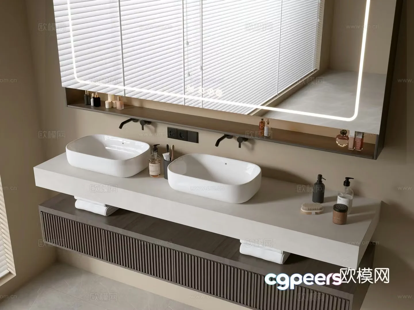 Modern bathroom cabinet bathroom basin bathroom ornaments mirror cabinet sink 3d model