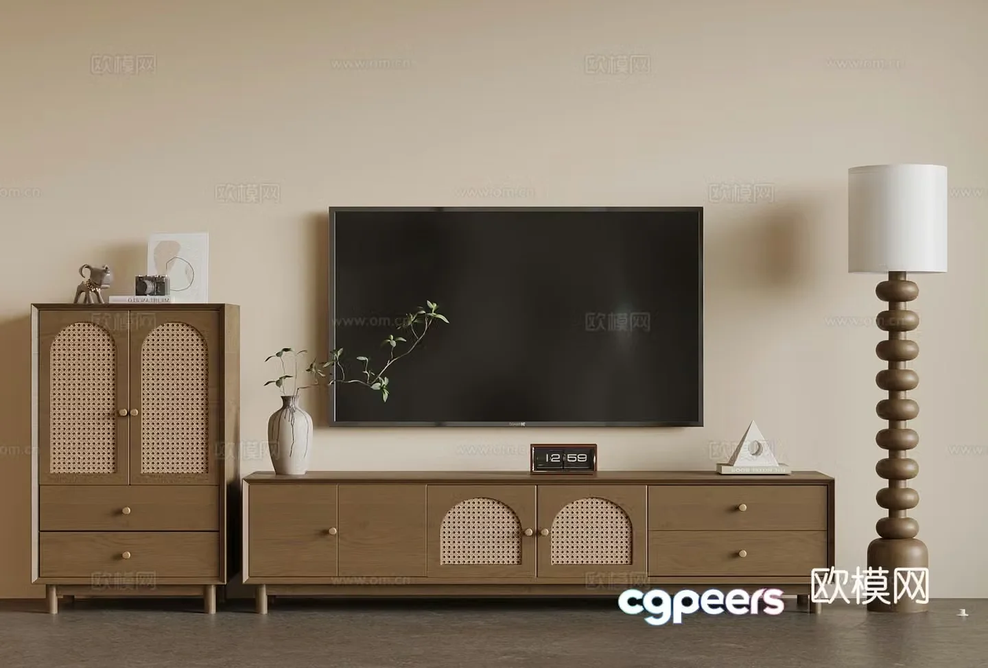 Jijifeng TV cabinet low cabinet TV set floor lamp 3d model