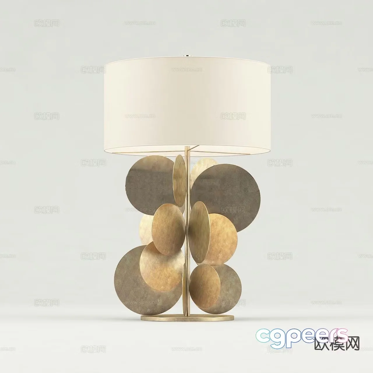 Copper Table Lamp Fabric Table Lamp 3D Model