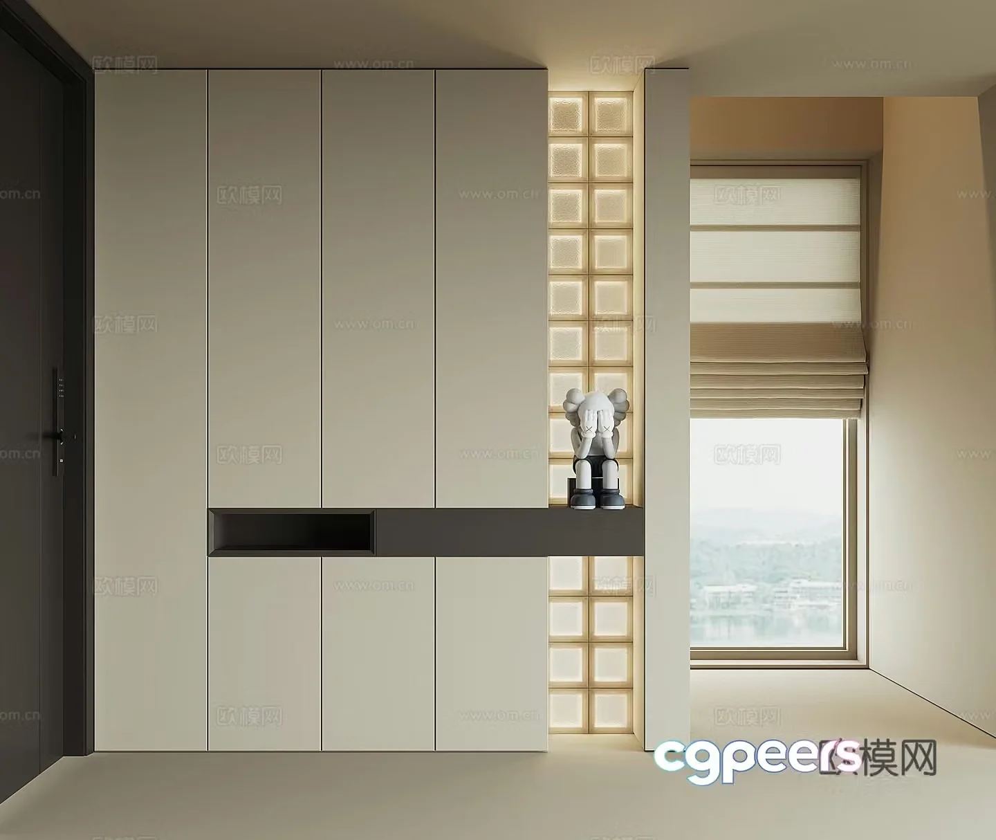 Modern home entrance shoe cabinet 3D model