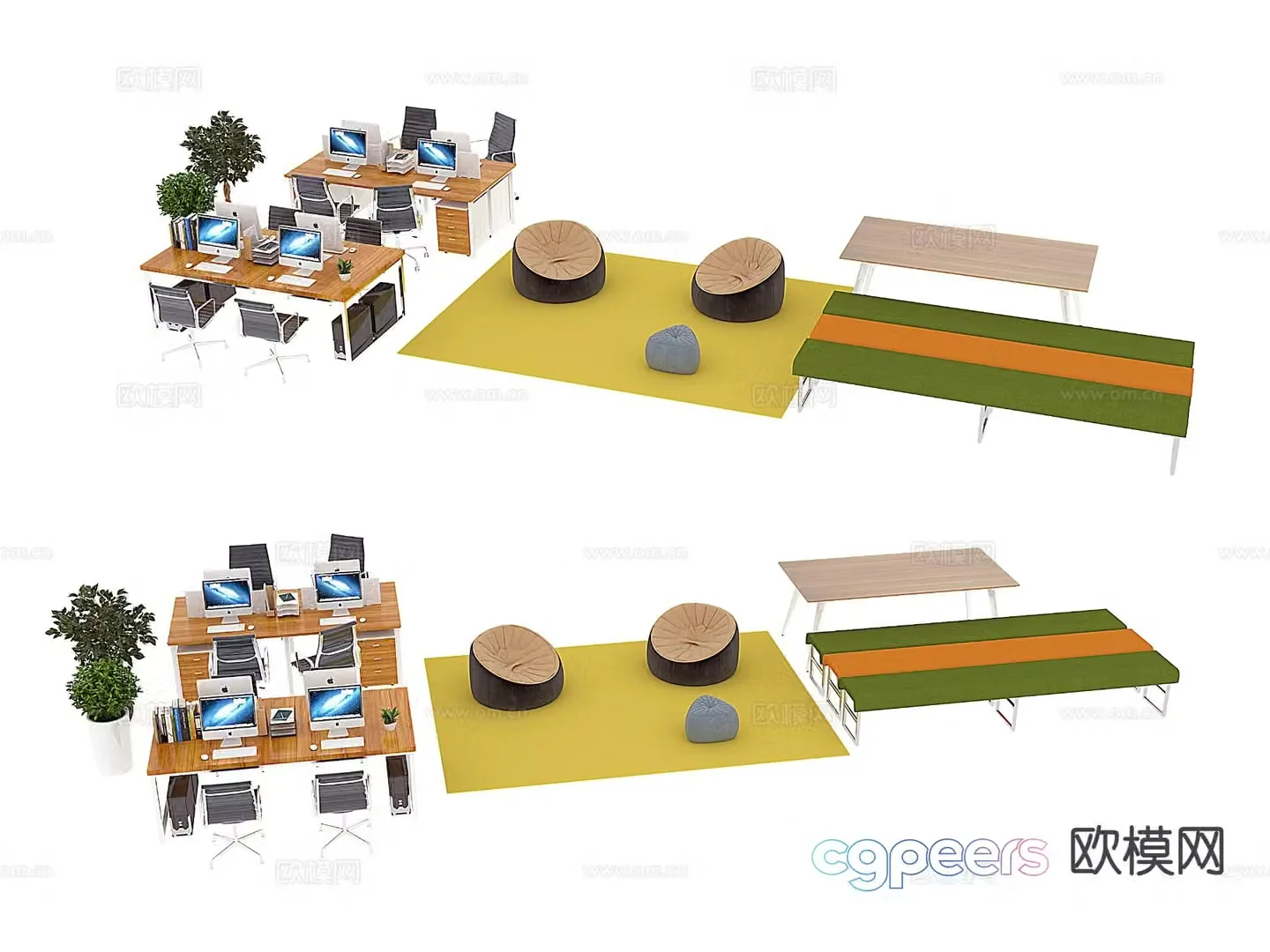 Office desk and chair 3d model