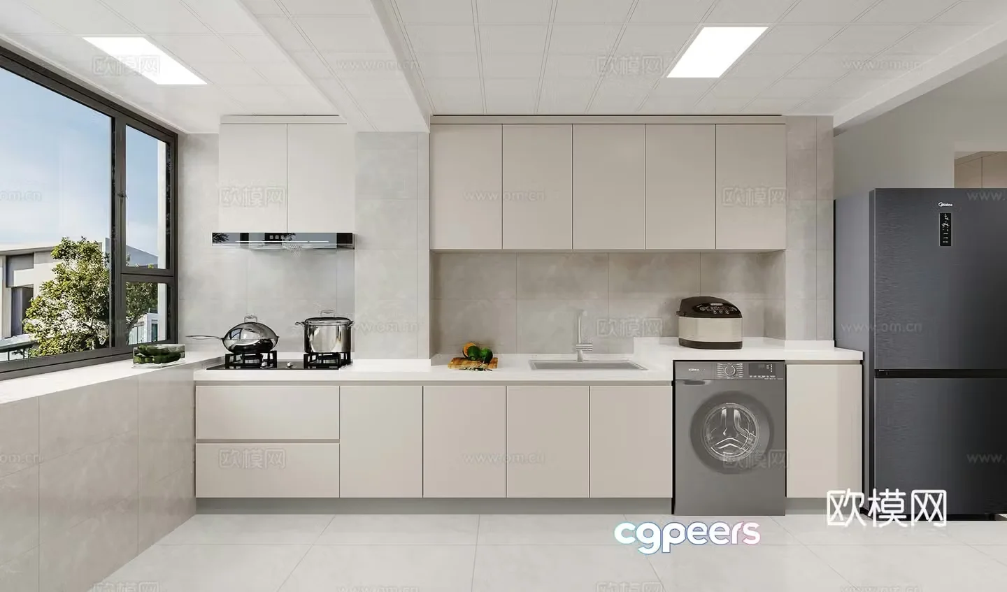 Modern home decoration kitchen 3d model