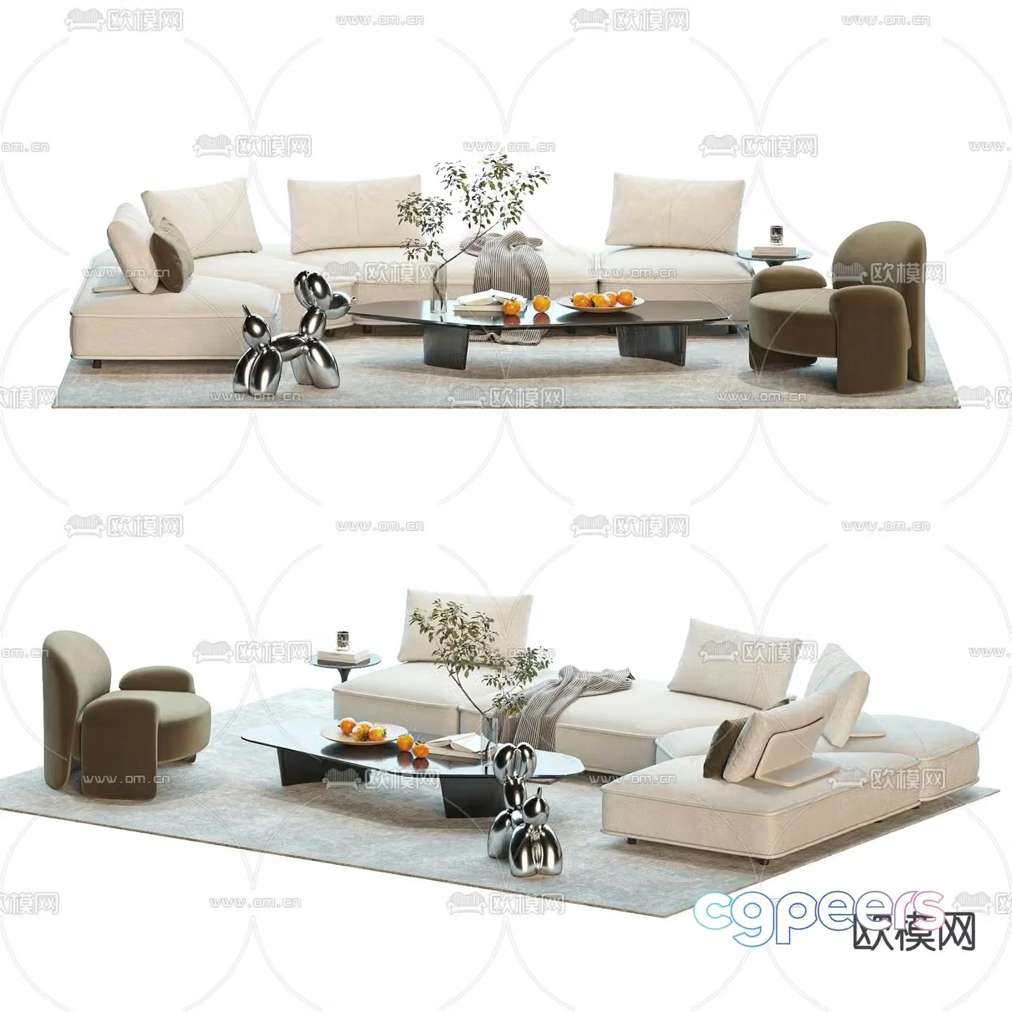 Fabric modular sofa corner sofa 3d model