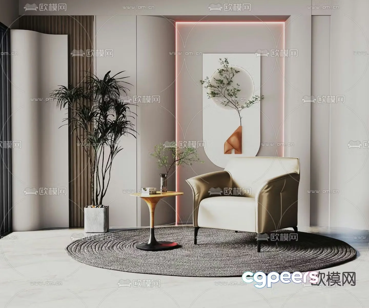 Modern sofa chair leisure chair table 3d model