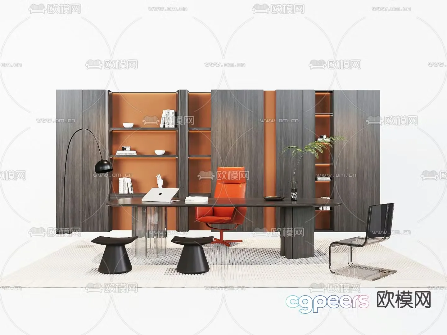 Modern desk writing desk computer desk 3d model