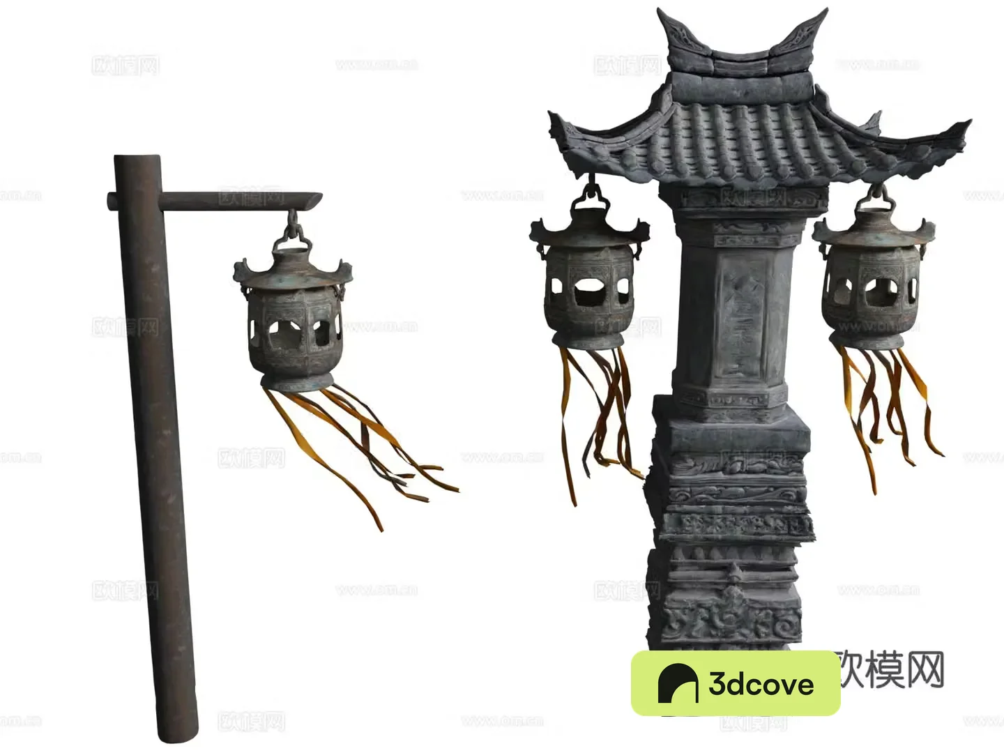 Chinese Buddha statues sculptures cultural relics lanterns temple lamps