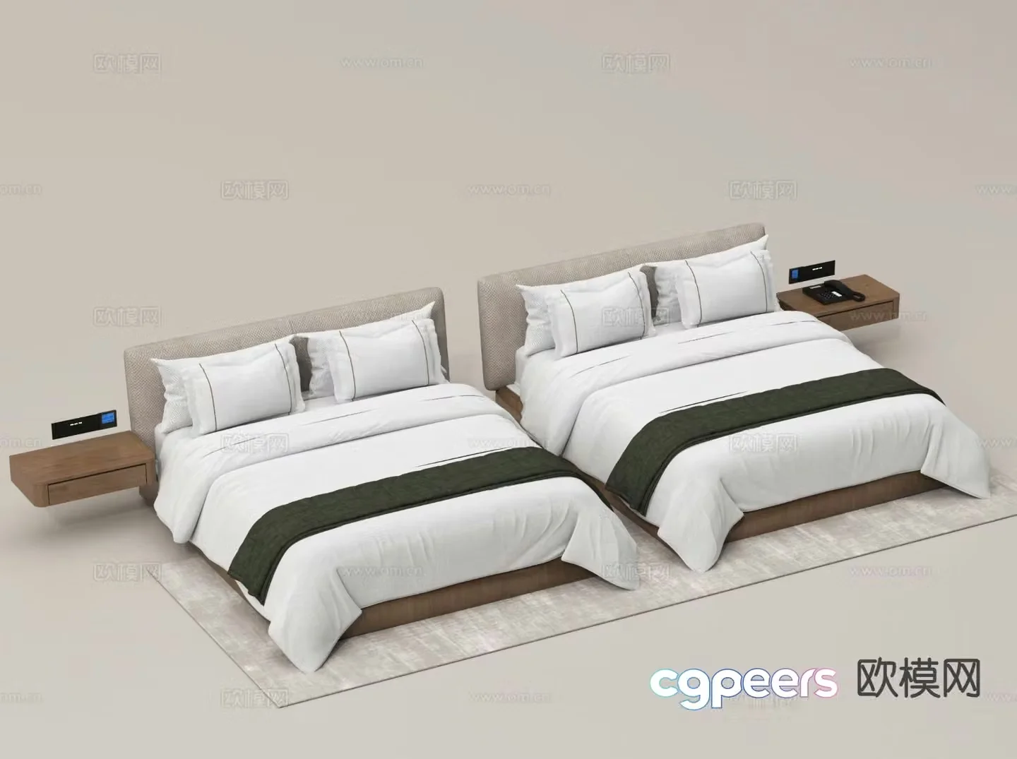 Modern hotel double bed 3d model