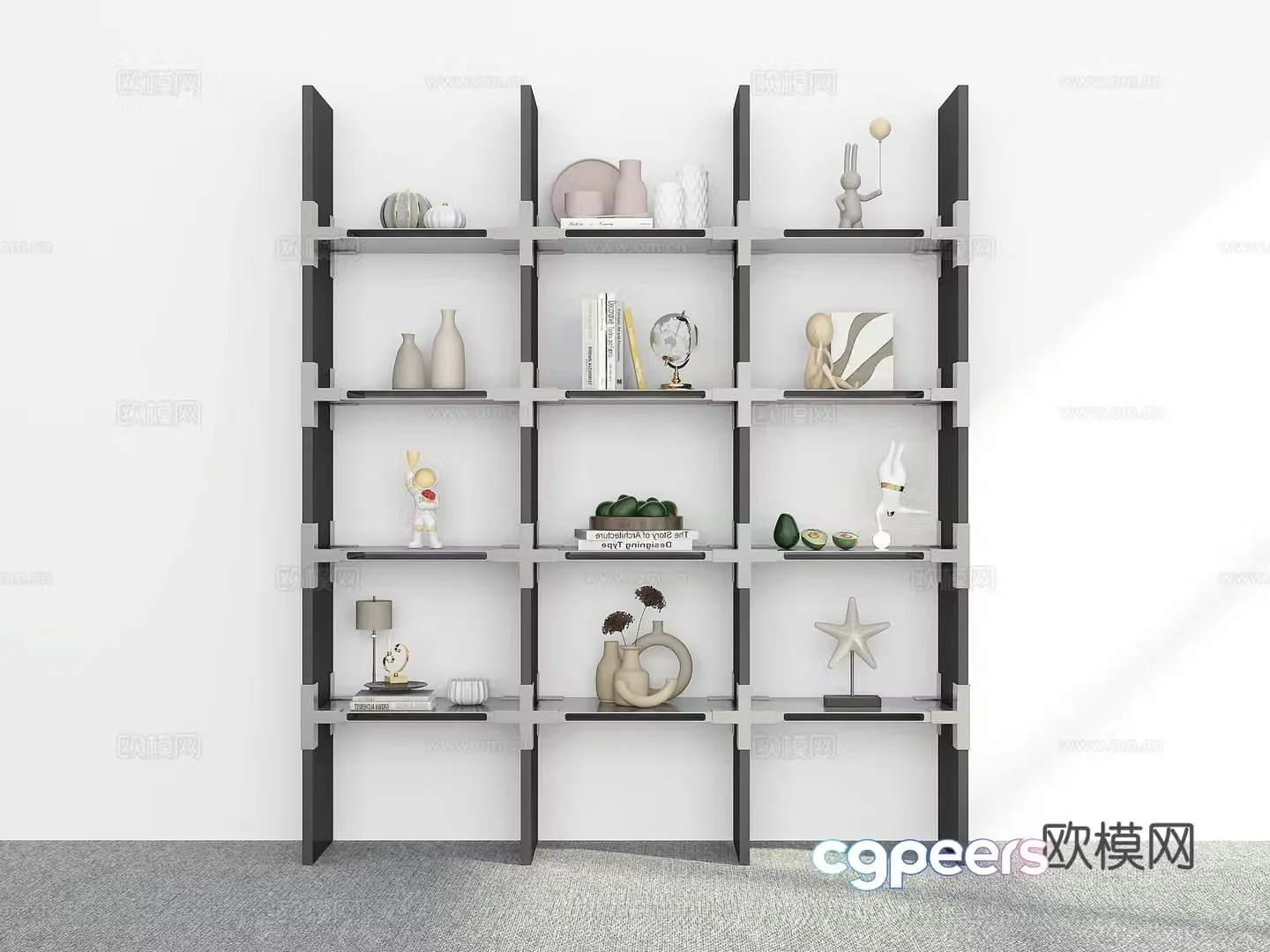 Modern shelf bookshelf 3d model