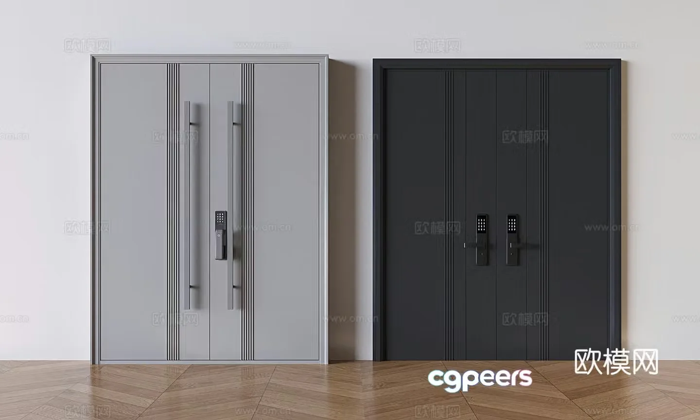 Entrance door double door double door security door 3d model