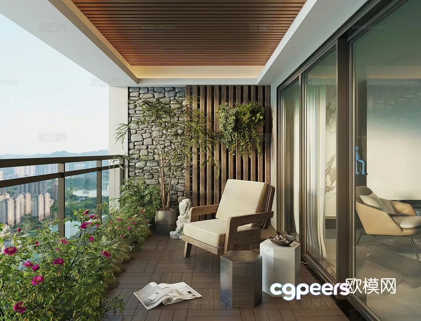 Modern casual balcony 3d model