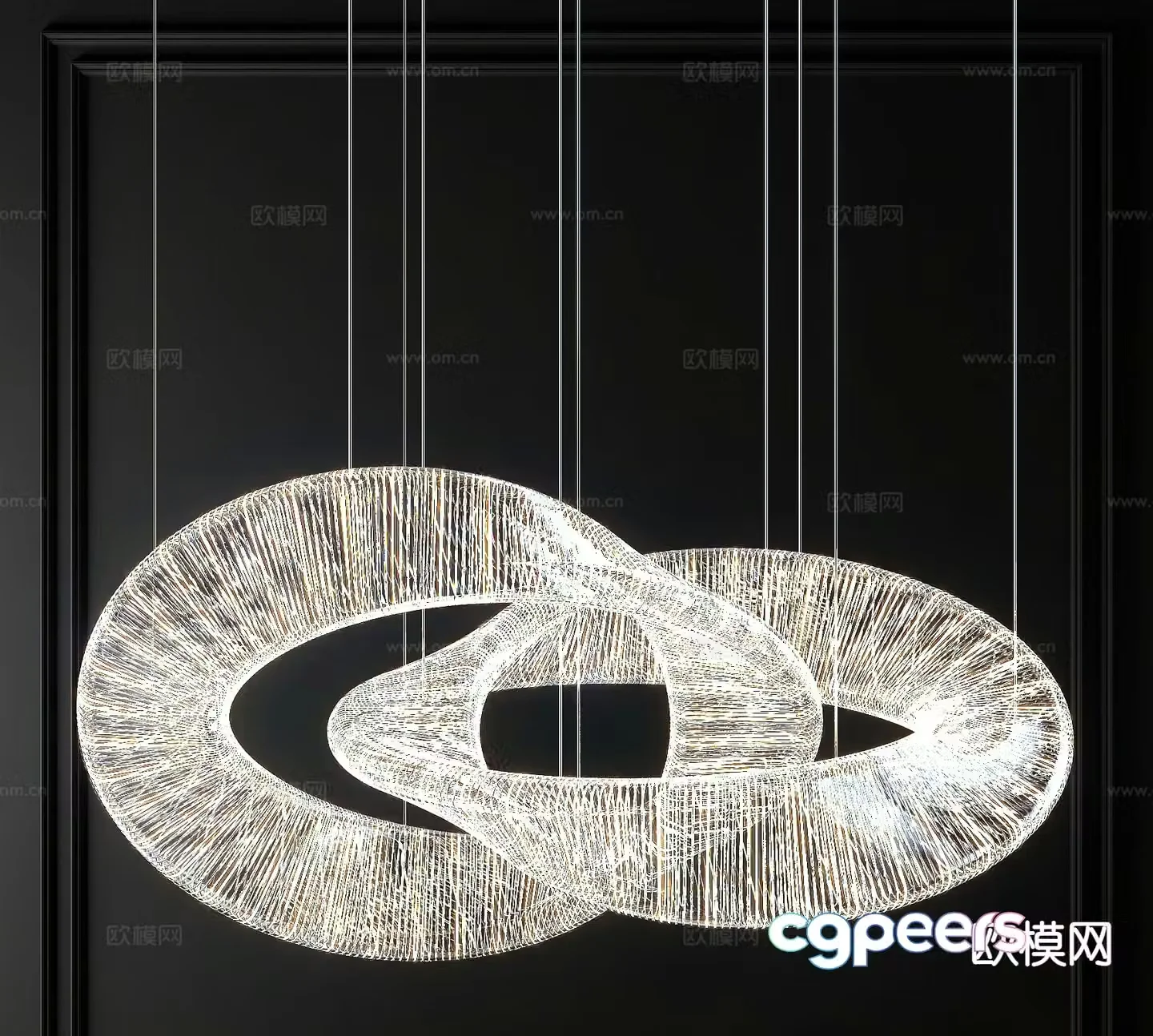Light luxury crystal chandelier 3d model