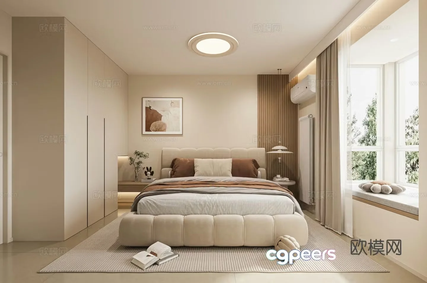 Creamy Bedroom 3d Model