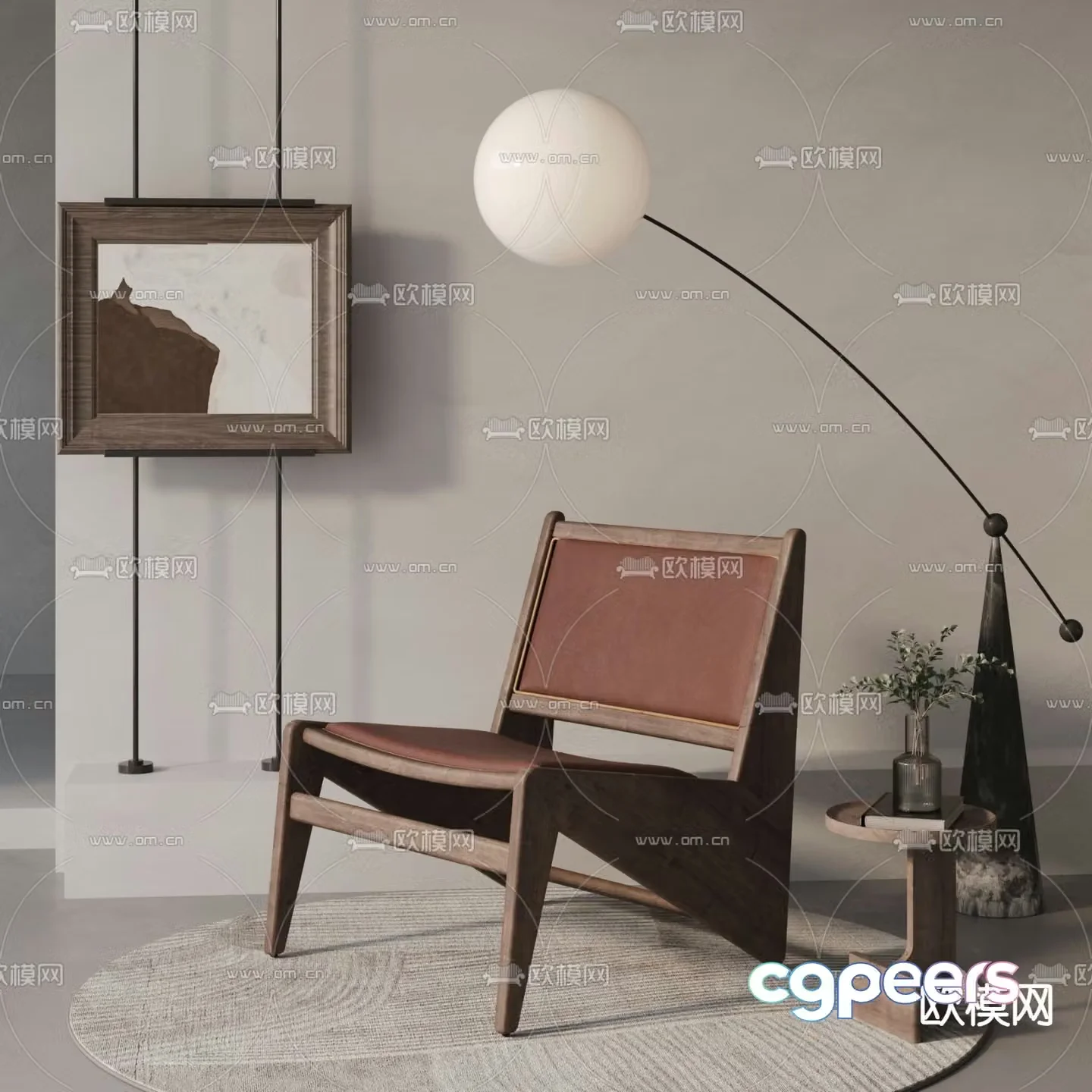 Wabi-sabi chair leisure chair 3d model
